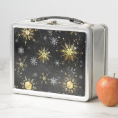 Xmas Golden Snowflakes op zwarte achtergrond (In situ)