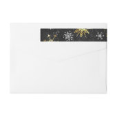 Xmas Golden Snowflakes op zwarte achtergrond (Achterkant)