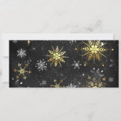 Xmas Golden Snowflakes op zwarte achtergrond Aankondiging (Voorkant)
