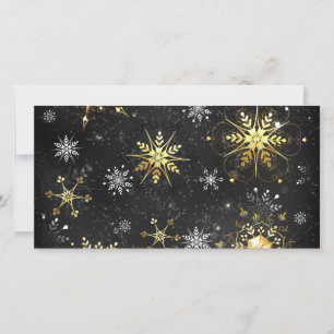 Xmas Golden Snowflakes op zwarte achtergrond Aankondiging