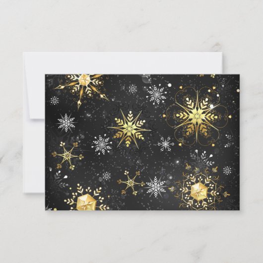Xmas Golden Snowflakes op zwarte achtergrond Aankondiging (Voorkant)