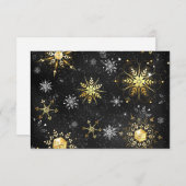 Xmas Golden Snowflakes op zwarte achtergrond Aankondiging (Voorkant / Achterkant)