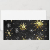 Xmas Golden Snowflakes op zwarte achtergrond Advieskaart (Voorkant / Achterkant)