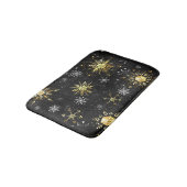 Xmas Golden Snowflakes op zwarte achtergrond Badmat (Gekanteld)