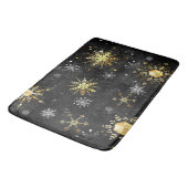 Xmas Golden Snowflakes op zwarte achtergrond Badmat (Gekanteld)