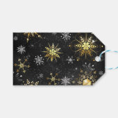 Xmas Golden Snowflakes op zwarte achtergrond Cadeaulabel (Voorkant (Horizontaal))
