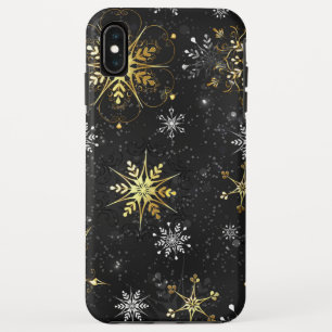 Xmas Golden Snowflakes op zwarte achtergrond Case-Mate iPhone Case