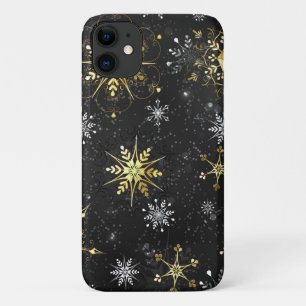 Xmas Golden Snowflakes op zwarte achtergrond Case-Mate iPhone Case
