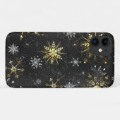 Xmas Golden Snowflakes op zwarte achtergrond Case-Mate iPhone Case (Achterkant (horizontaal))