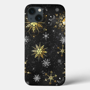 Xmas Golden Snowflakes op zwarte achtergrond Case-Mate iPhone Case