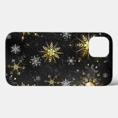 Xmas Golden Snowflakes op zwarte achtergrond Case-Mate iPhone Case (Achterkant (horizontaal))