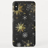Xmas Golden Snowflakes op zwarte achtergrond Case-Mate iPhone Case (Achterkant)