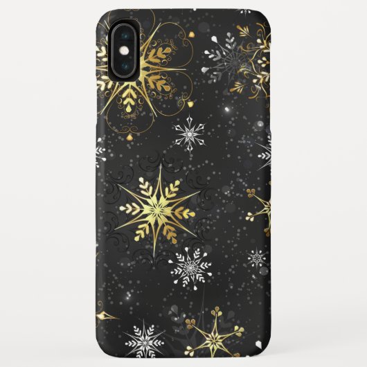 Xmas Golden Snowflakes op zwarte achtergrond Case-Mate iPhone Case (Achterkant)