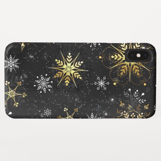 Xmas Golden Snowflakes op zwarte achtergrond Case-Mate iPhone Case (Achterkant (horizontaal))