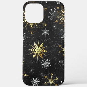 Xmas Golden Snowflakes op zwarte achtergrond Case-Mate iPhone Case