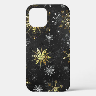 Xmas Golden Snowflakes op zwarte achtergrond Case-Mate iPhone Case