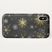 Xmas Golden Snowflakes op zwarte achtergrond Case-Mate iPhone Case (Achterkant (horizontaal))