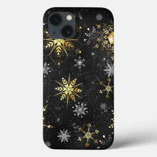 Xmas Golden Snowflakes op zwarte achtergrond Case-Mate iPhone Case