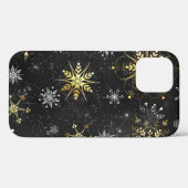Xmas Golden Snowflakes op zwarte achtergrond Case-Mate iPhone Case (Achterkant (horizontaal))