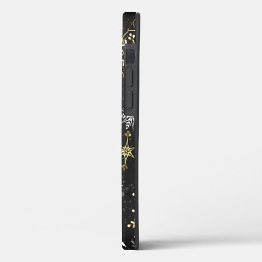 Xmas Golden Snowflakes op zwarte achtergrond Case-Mate iPhone Case (Achterkant / Links)