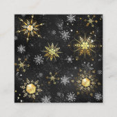 Xmas Golden Snowflakes op zwarte achtergrond Contactkaartje (Voorkant)