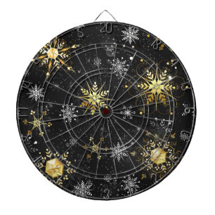 Xmas Golden Snowflakes op zwarte achtergrond Dartbord
