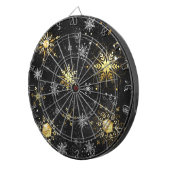 Xmas Golden Snowflakes op zwarte achtergrond Dartbord (Voorkant Rechts)