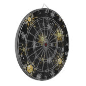 Xmas Golden Snowflakes op zwarte achtergrond Dartbord (Voorkant Links)