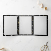 Xmas Golden Snowflakes op zwarte achtergrond Drieluik Aankondiging (Binnen)