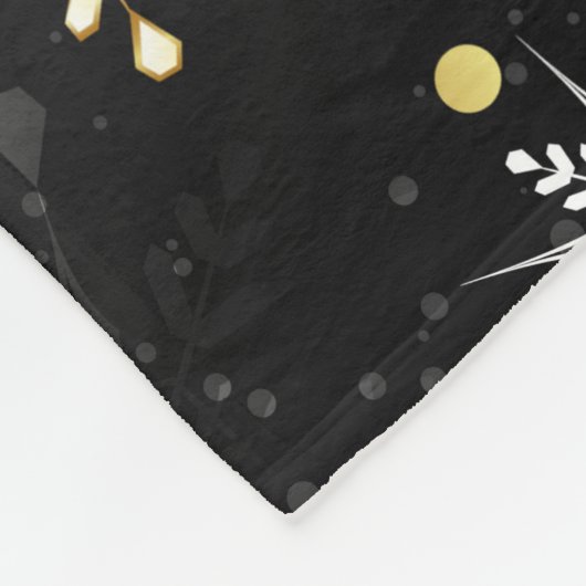 Xmas Golden Snowflakes op zwarte achtergrond Fleece Deken (Hoek)