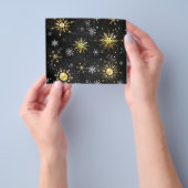 Xmas Golden Snowflakes op zwarte achtergrond Flyer (Hand)