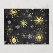 Xmas Golden Snowflakes op zwarte achtergrond Flyer (Voorkant)