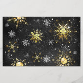 Xmas Golden Snowflakes op zwarte achtergrond Flyer (Voorkant)