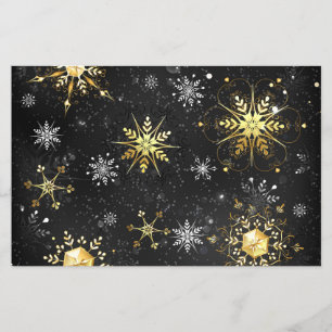 Xmas Golden Snowflakes op zwarte achtergrond Flyer