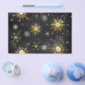 Xmas Golden Snowflakes op zwarte achtergrond Flyer (Enkel)