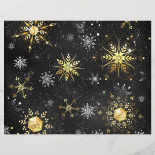 Xmas Golden Snowflakes op zwarte achtergrond Flyer