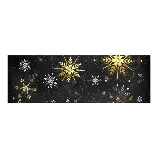 Xmas Golden Snowflakes op zwarte achtergrond Foto Afdruk (Voorkant)
