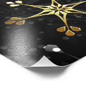Xmas Golden Snowflakes op zwarte achtergrond Foto Afdruk (Hoek)