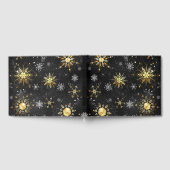 Xmas Golden Snowflakes op zwarte achtergrond Gastenboek (Volledig)