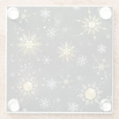 Xmas Golden Snowflakes op zwarte achtergrond Glazen Onderzetter (Achterkant)