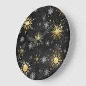 Xmas Golden Snowflakes op zwarte achtergrond Grote Klok (Hoek)