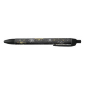 Xmas Golden Snowflakes op zwarte achtergrond Inkt Pen (Bodem)