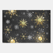 Xmas Golden Snowflakes op zwarte achtergrond Inpakpapier Vel (Voorkant 3)