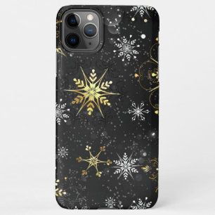 Xmas Golden Snowflakes op zwarte achtergrond iPhone 11Pro Max Hoesje