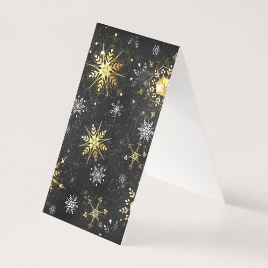 Xmas Golden Snowflakes op zwarte achtergrond Kaart (Achterkant)