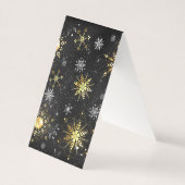 Xmas Golden Snowflakes op zwarte achtergrond Kaart (Voorkant)