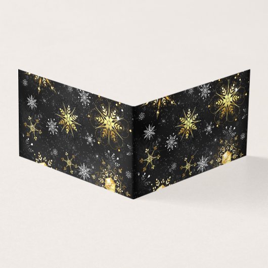 Xmas Golden Snowflakes op zwarte achtergrond Kaart (Buitenkant)