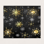 Xmas Golden Snowflakes op zwarte achtergrond Kaart (Buitenkant ongevouwen)