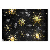 Xmas Golden Snowflakes op zwarte achtergrond Kaart (Voorkant)
