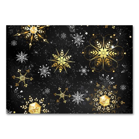 Xmas Golden Snowflakes op zwarte achtergrond Kaart (Voorkant)